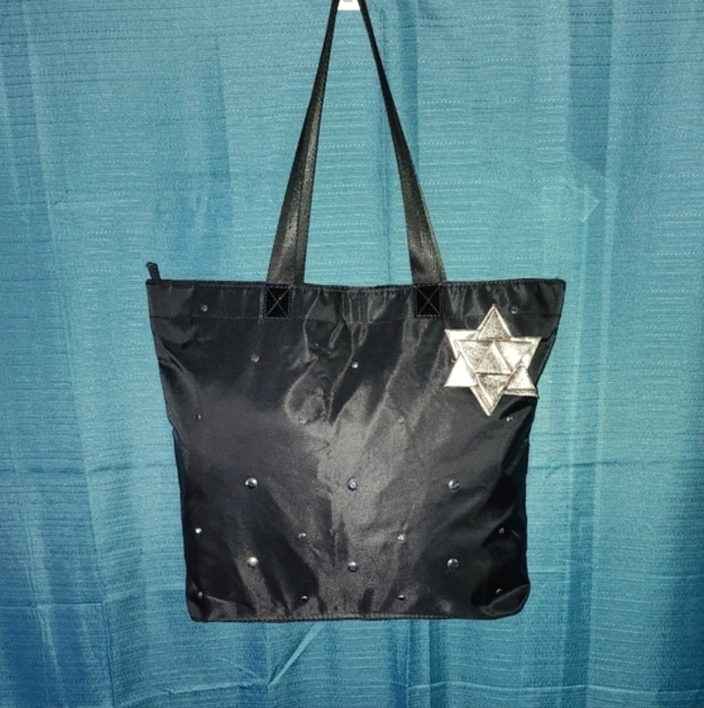 (3/$25) Black Tote w/ Silver Bow - Picture 2 of 4